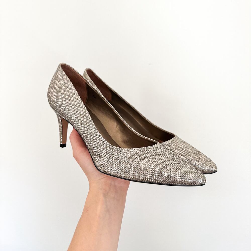 VANEli Metallic Glitter Slip-On Pointed Toe Heels Pumps Gold 9